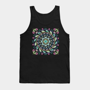 Botanical Mandala on Lt Blue Tank Top